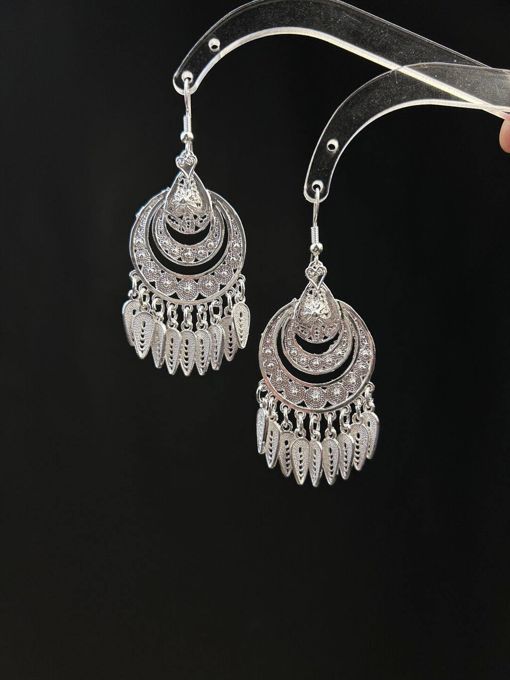 Triple Hoop Leaf Earrings,Lumivault.