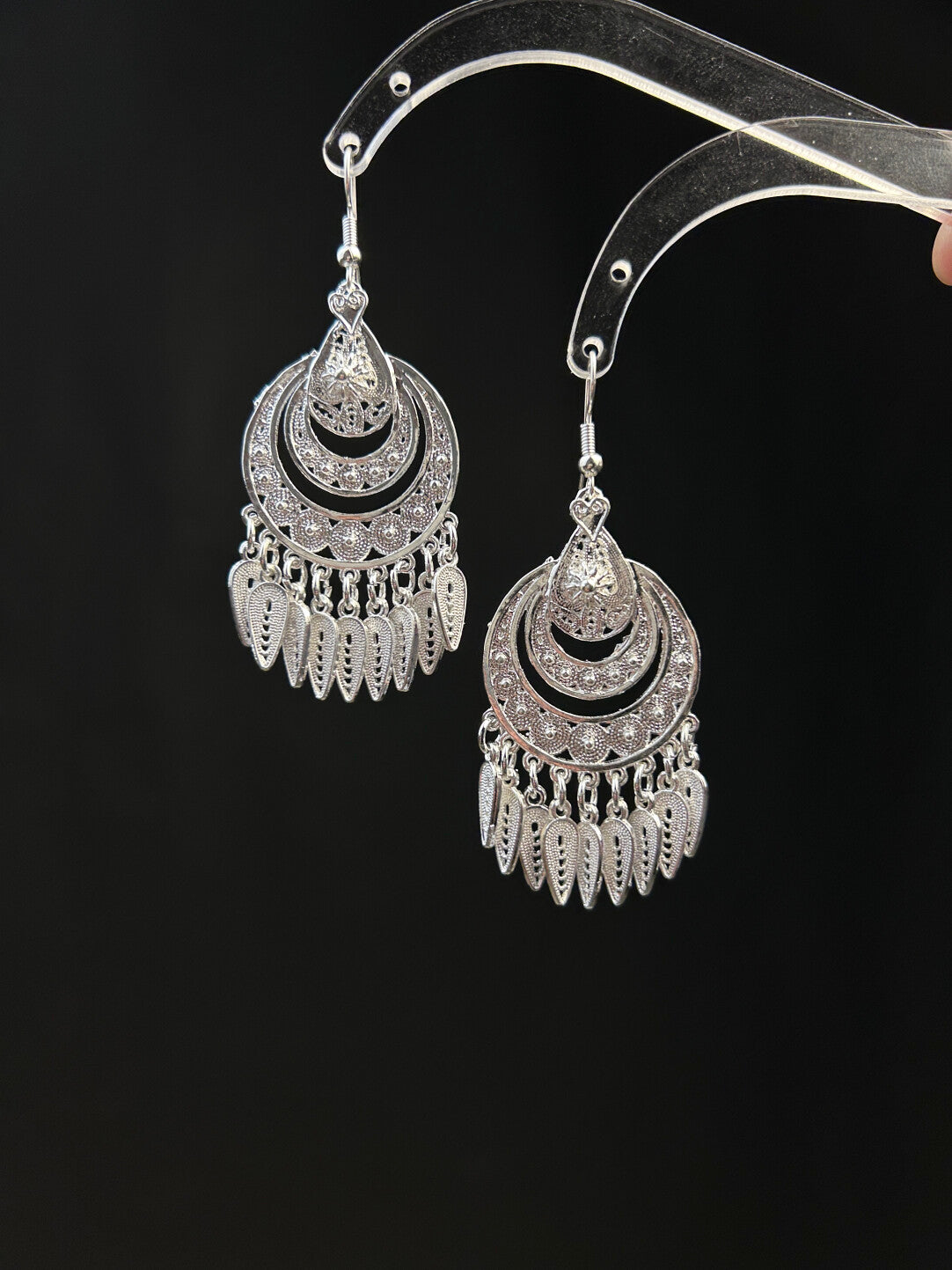 Triple Hoop Leaf Earrings