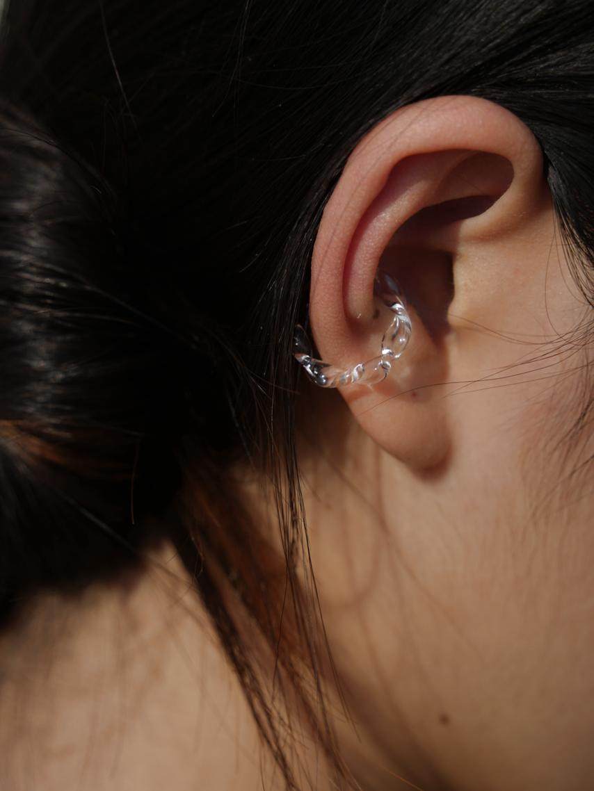 Twist & Circle Glass Ear Cuff Duo,Lumivault.