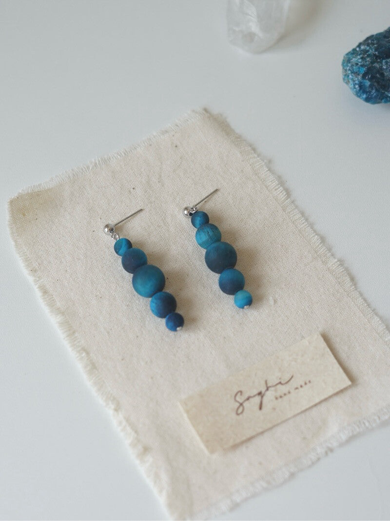 Original Minimalist Blue Tiger's Eye Stone Earrings,Lumivault.