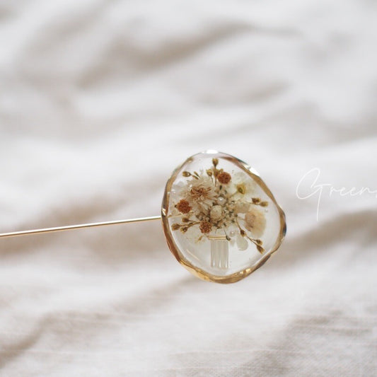 Pressed Bouquet Resin Brooch