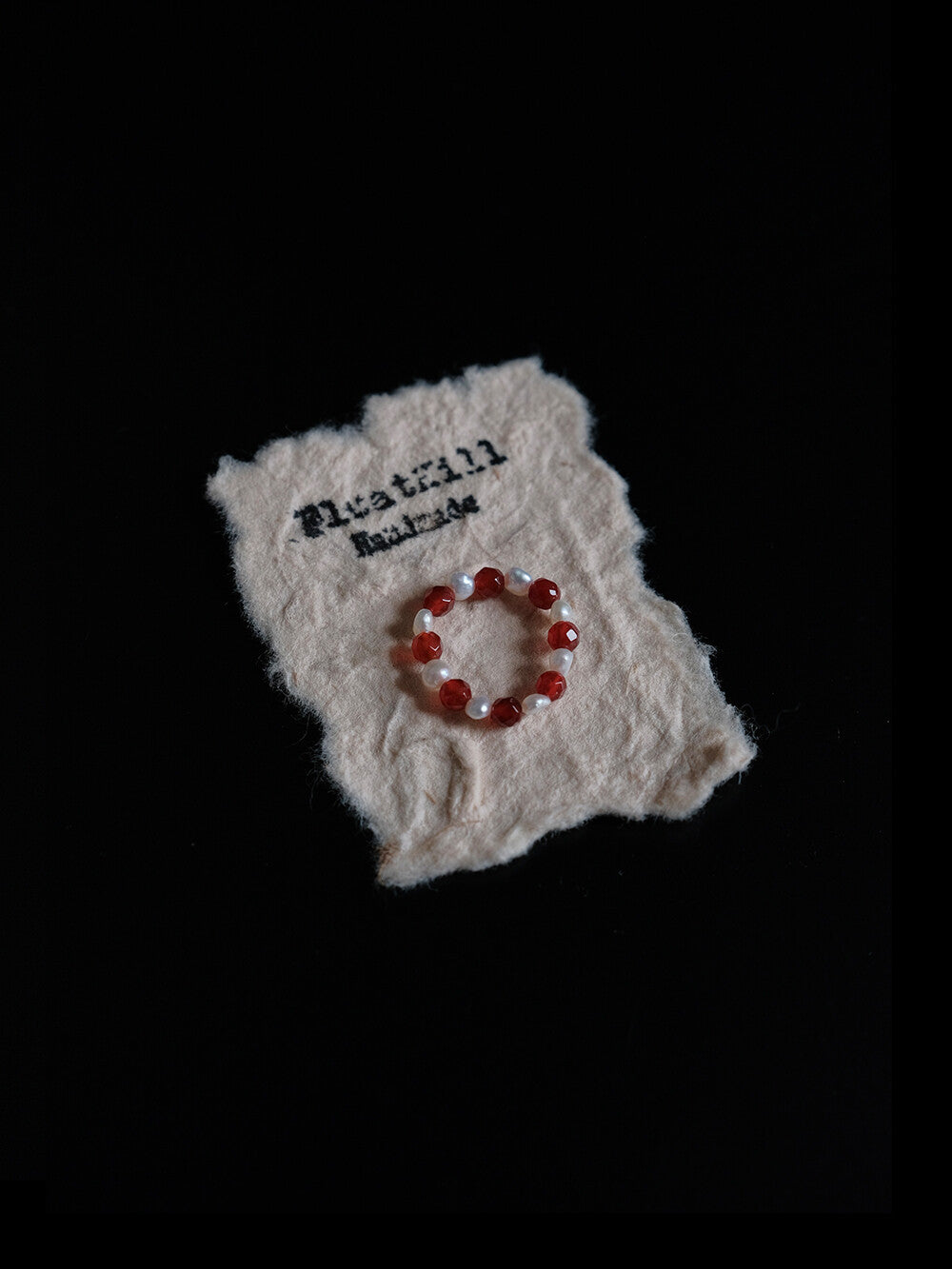 Red Beaded Elastic Ring,D,Lumivault.