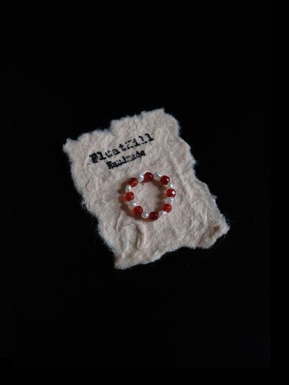 Red Beaded Elastic Ring