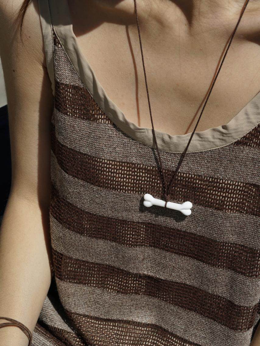 Pup's Bone Glass Necklace,Lumivault.