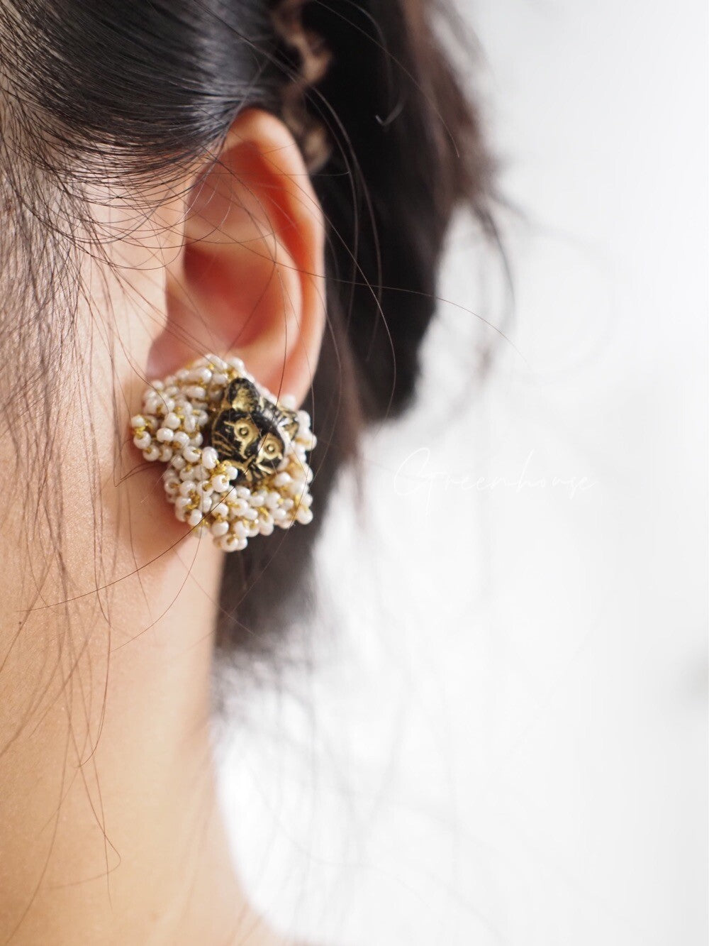 Beaded Cat Portrait Beaded Earrings