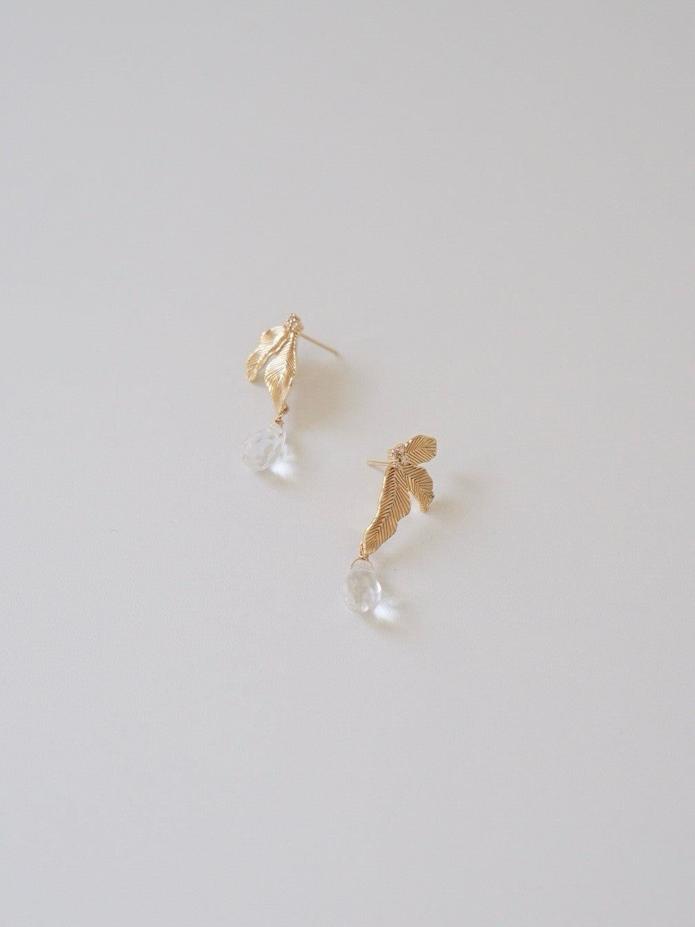Original Gold Leaf Asymmetric Earrings,Lumivault.