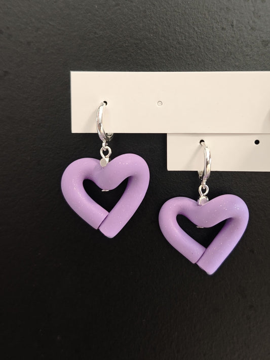 Purple Heart-Shaped Earrings