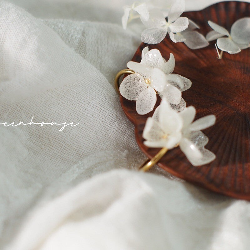 White Hydrangea Earrings,Lumivault.