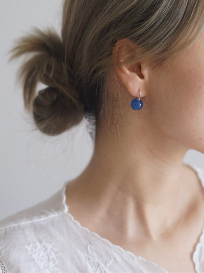 Natural Blue Agate Silver Earrings