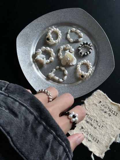 Handmade Titanium Steel Beaded Ring