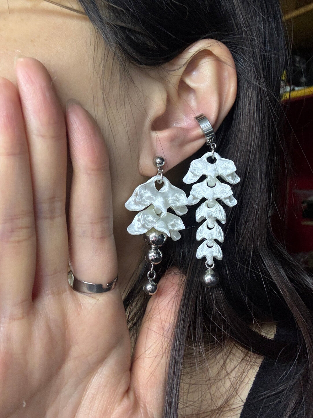 Bone flower Bead Earrings,Lumivault.