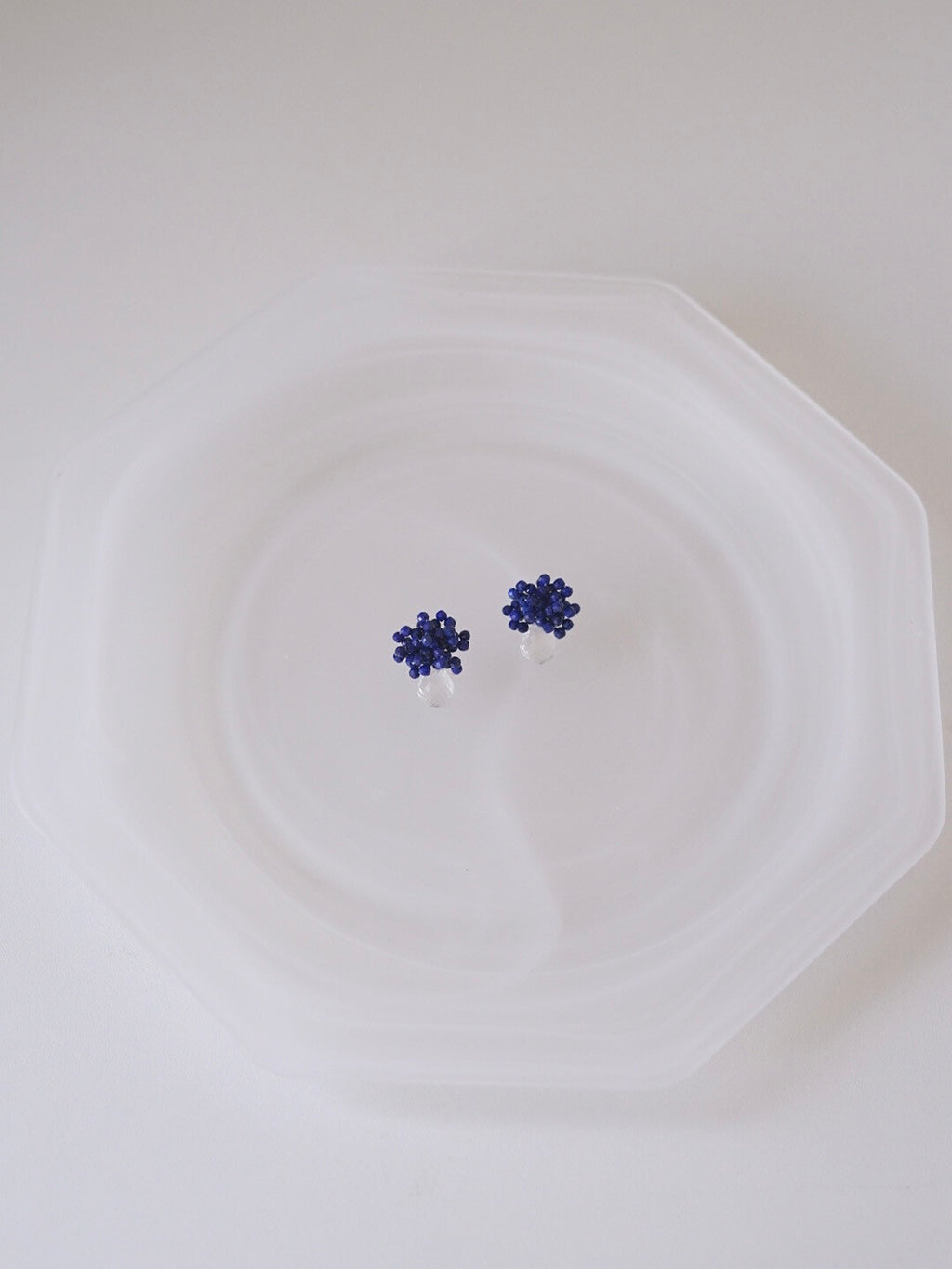 Original Blue Flower Cluster Crystal Earrings,Lumivault.