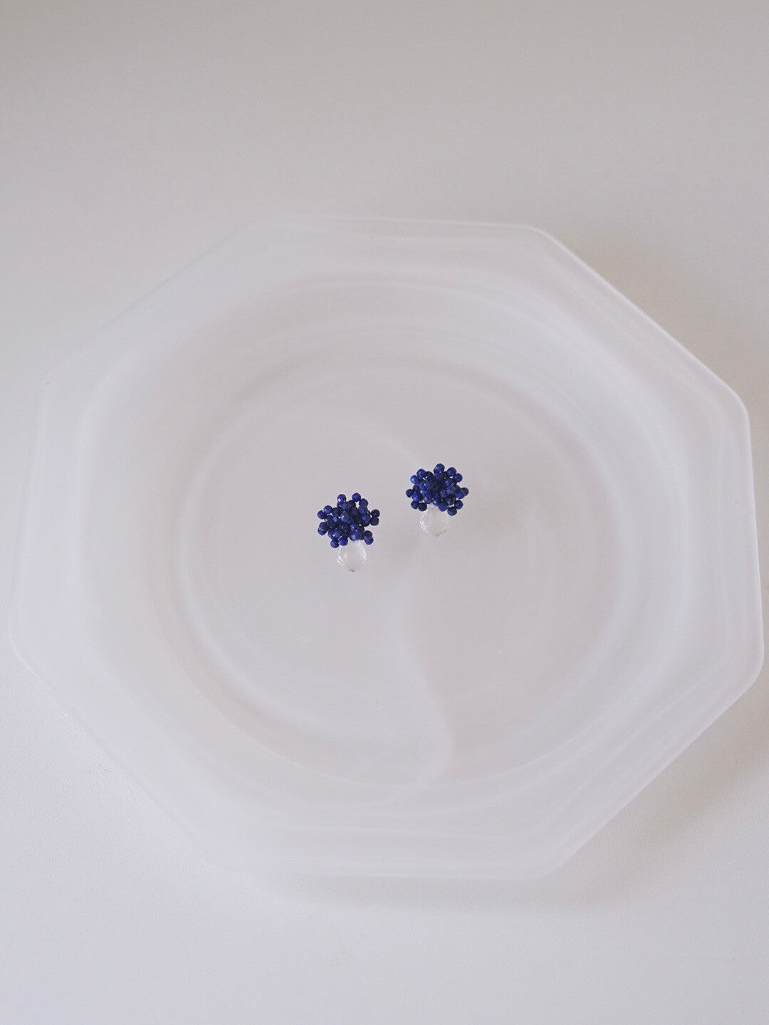 Original Blue Flower Cluster Crystal Earrings,Lumivault.