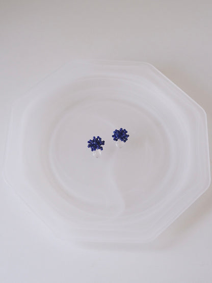 Original Blue Flower Cluster Crystal Earrings