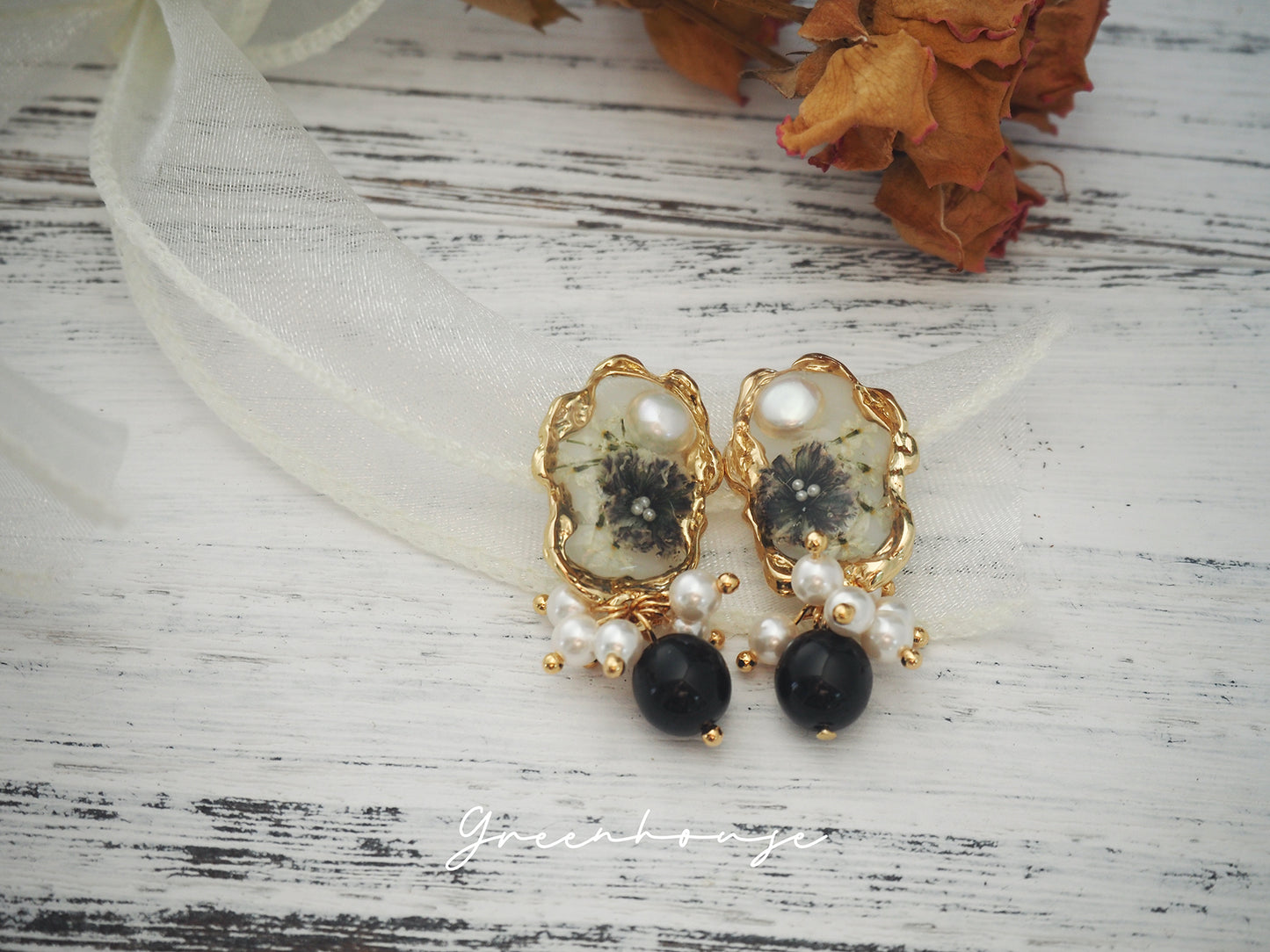 Vintage Gypsophila Pearl Earrings