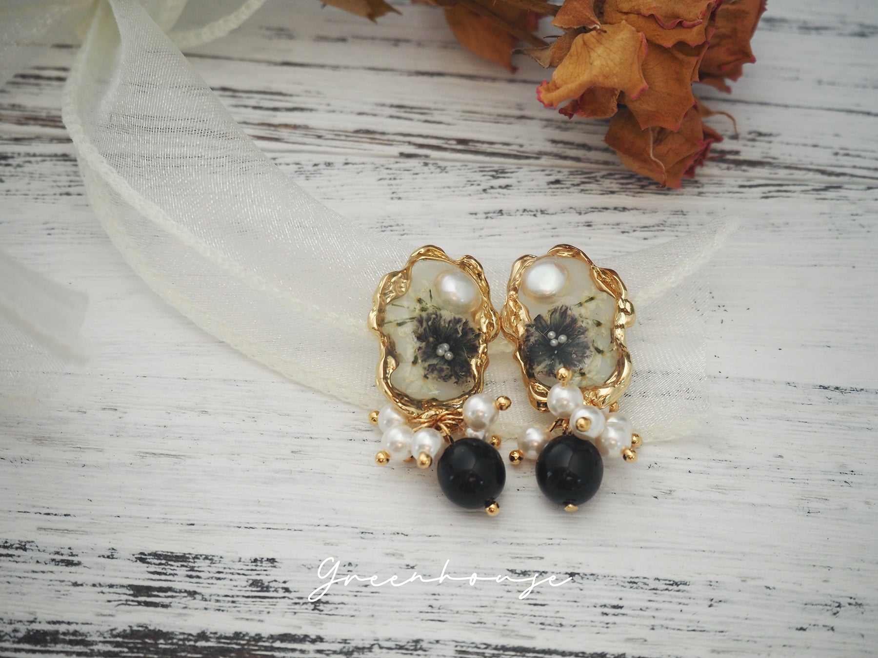 Vintage Gypsophila Pearl Earrings,Lumivault.