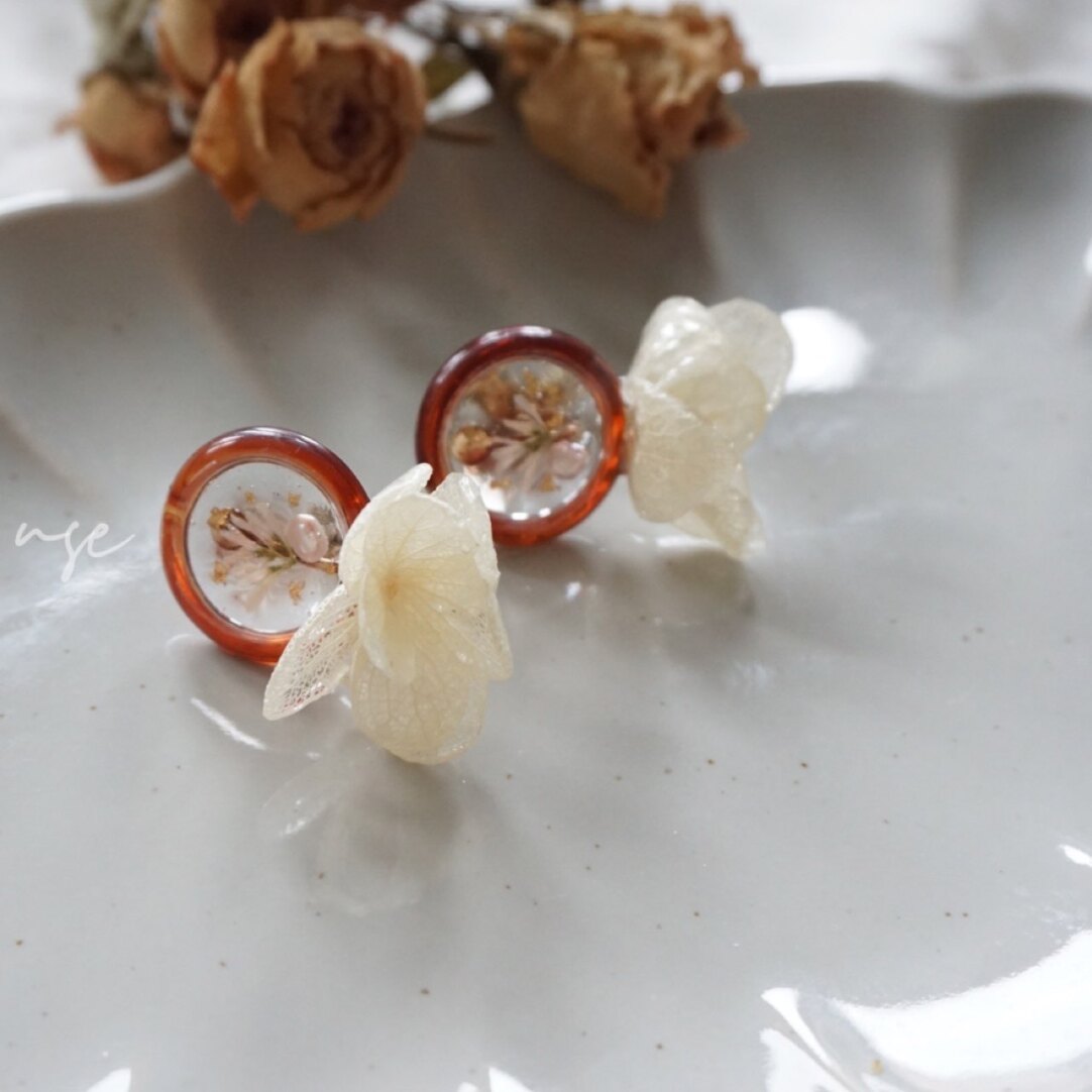 Amber Blossom Resin Earrings