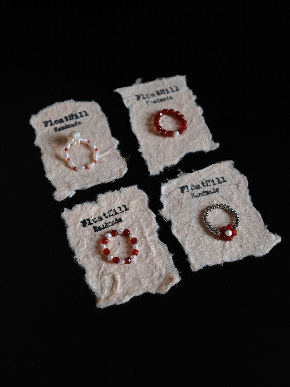 Red Beaded Elastic Ring