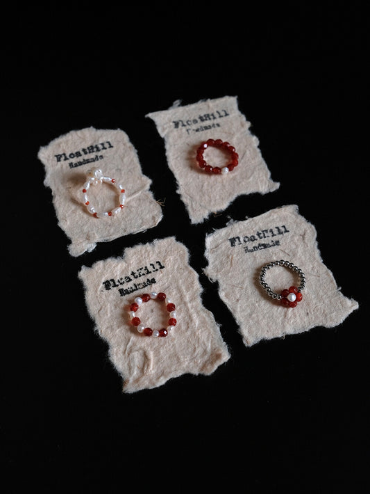 Red Beaded Elastic Ring