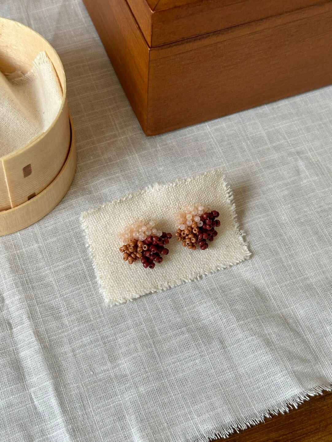 Original Retro Pink-Brown Beaded Earrings
