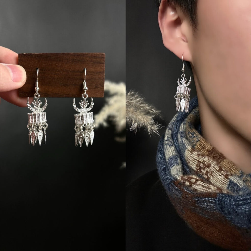 Short Horn Hat Ethnic Style Drop Earrings,Lumivault.