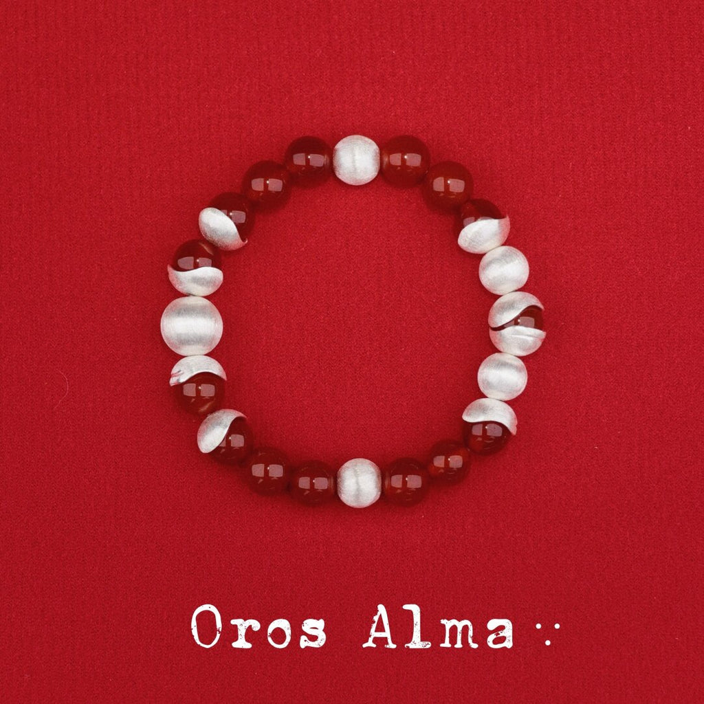 Red Sun White Snow Beaded Bracelet,Lumivault.