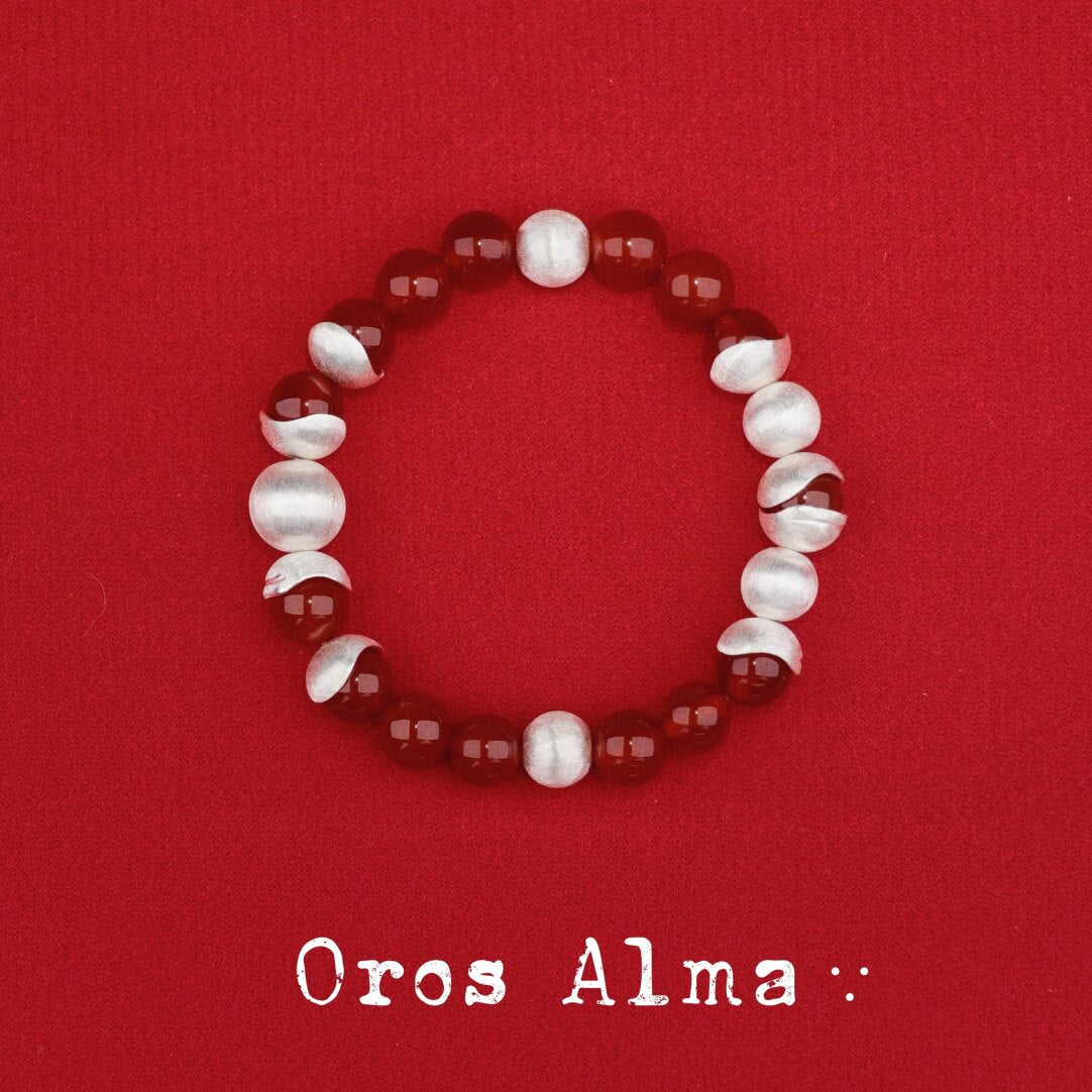 Red Sun White Snow Beaded Bracelet,Lumivault.