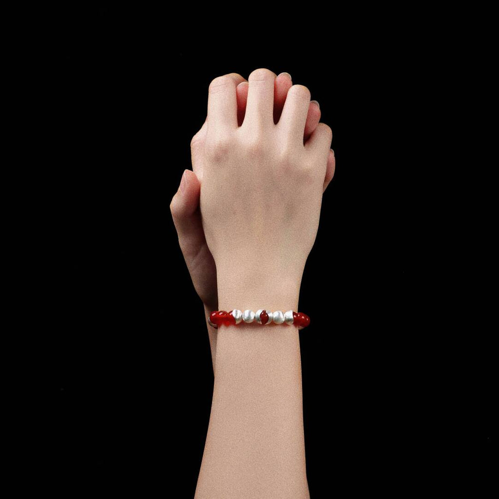Red Sun White Snow Beaded Bracelet,Lumivault.