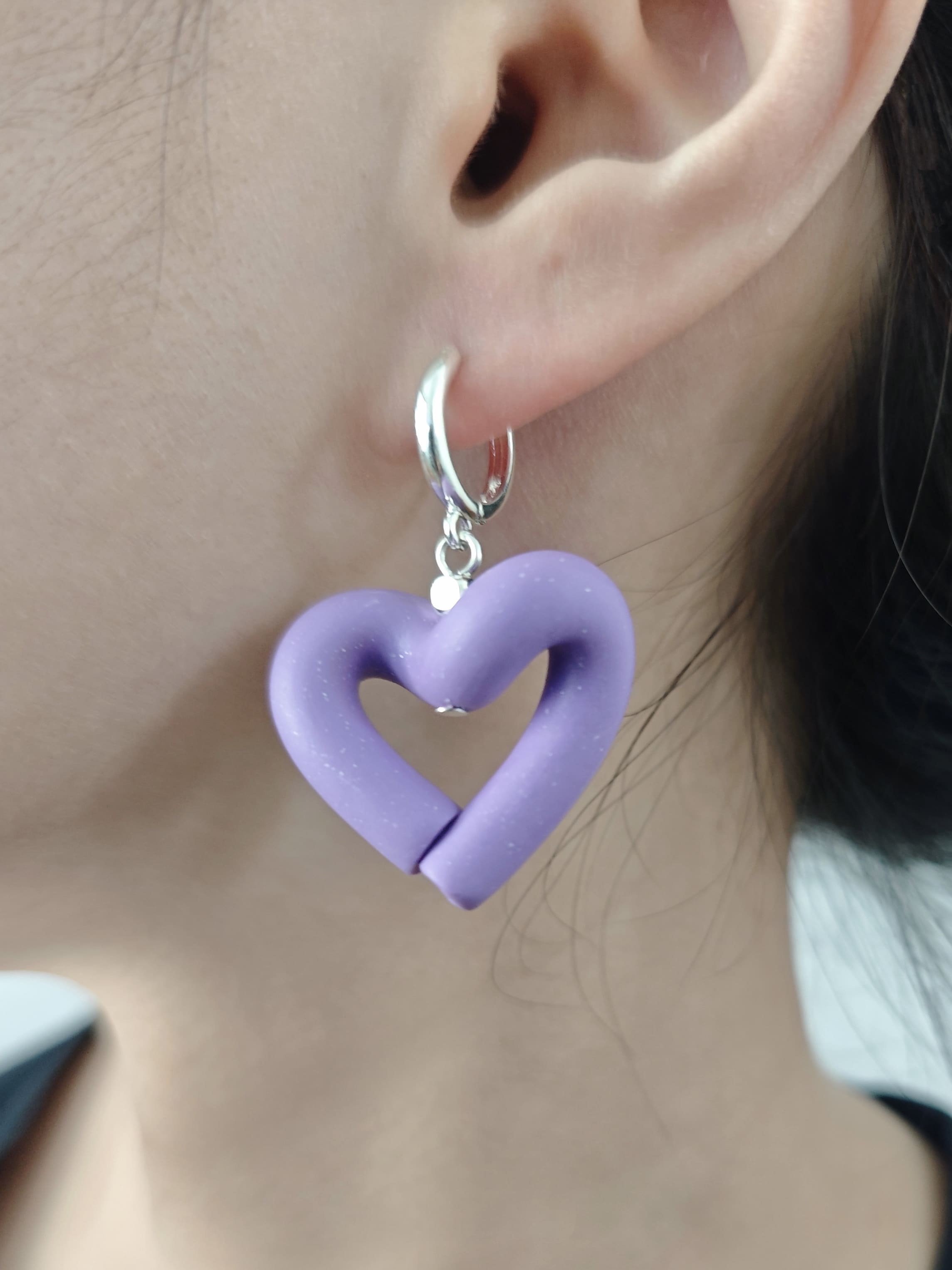 Purple Heart-Shaped Earrings,Lumivault.