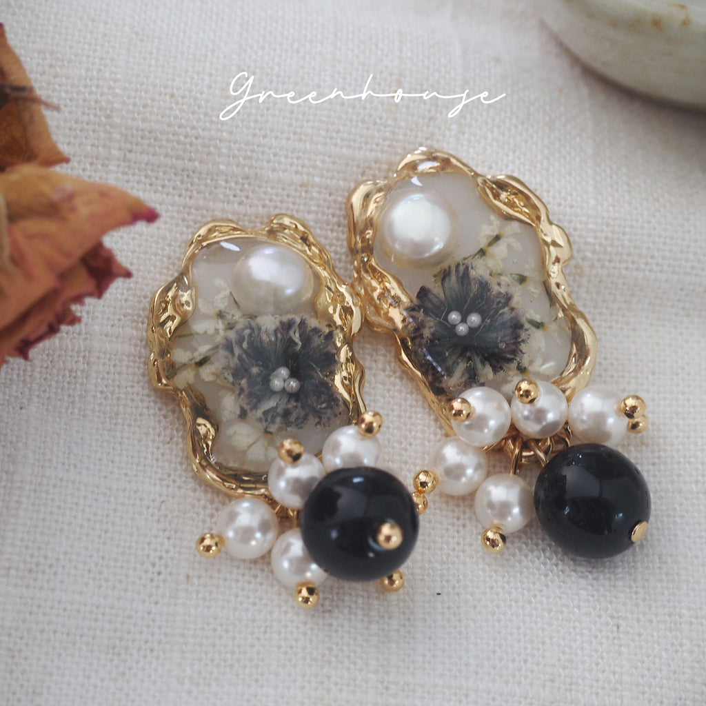 Vintage Gypsophila Pearl Earrings,Lumivault.