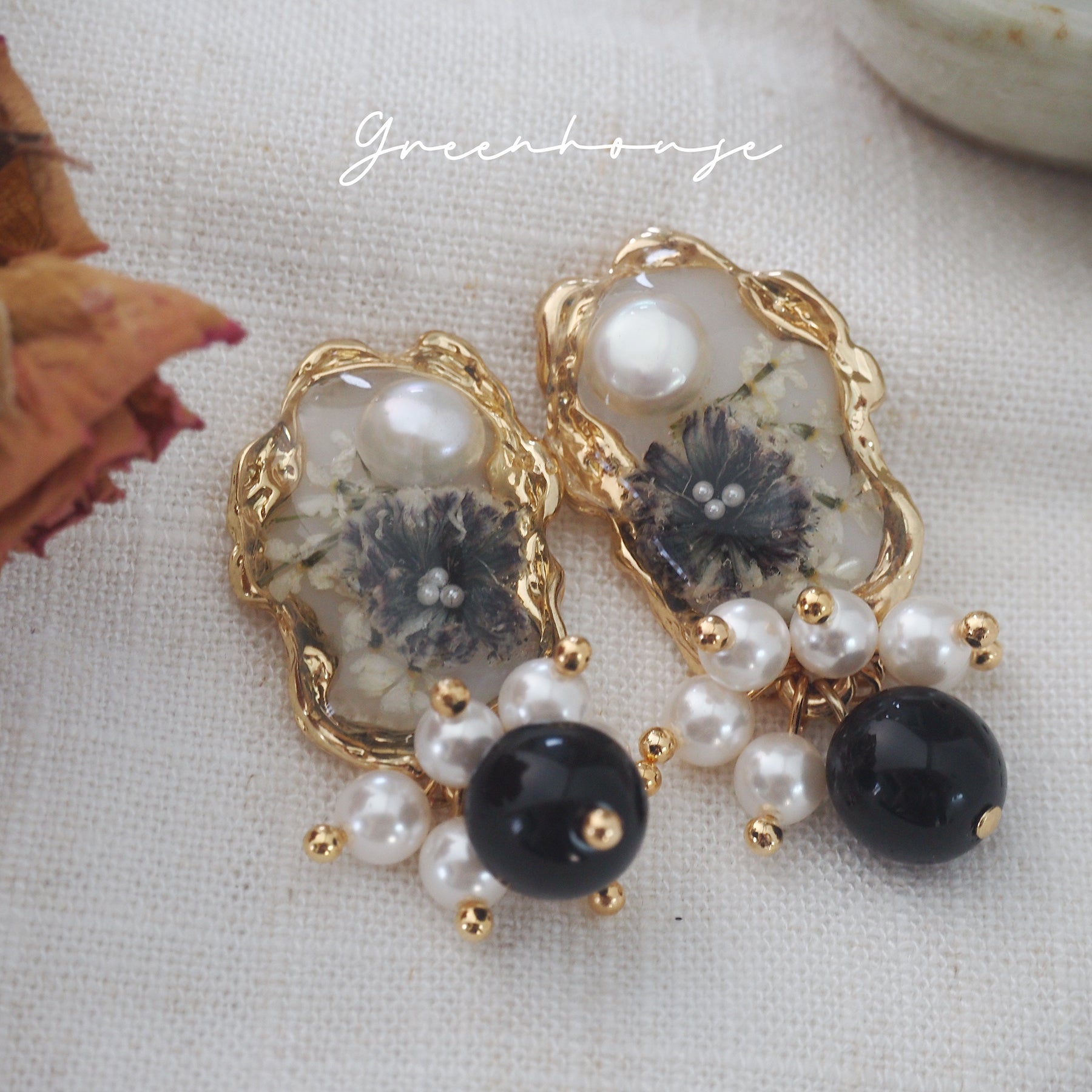Vintage Gypsophila Pearl Earrings,Lumivault.