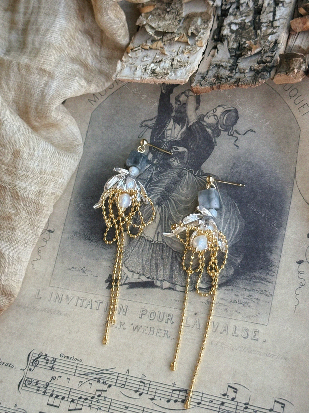 Ink White Butterfly Pearl Earrings,Lumivault.