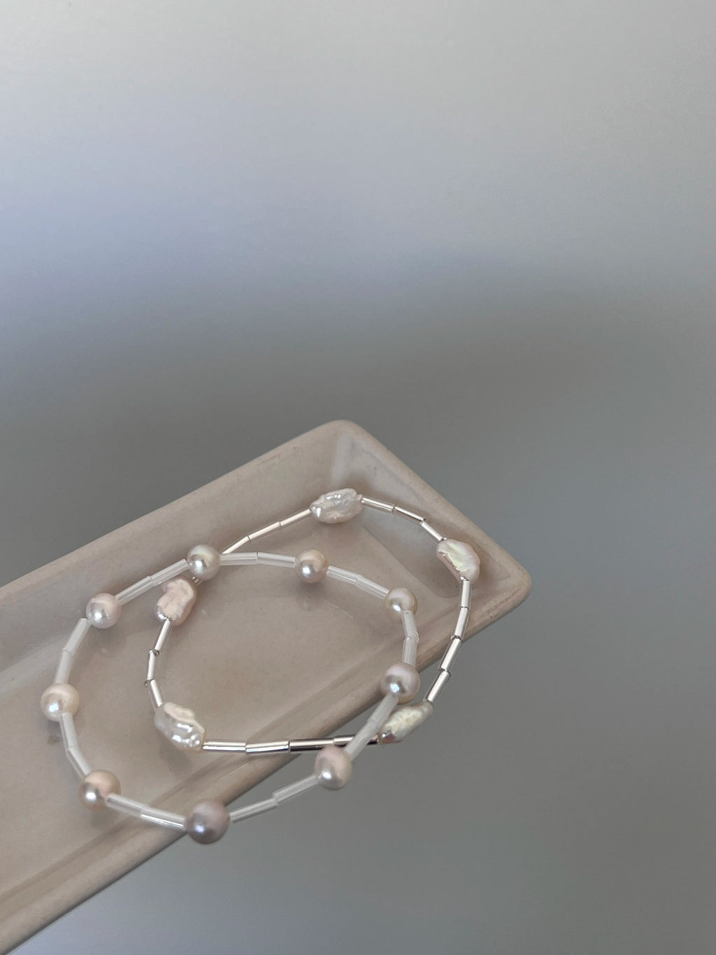 Handmade Pearl Stacked Beaded Bracelet,Lumivault.