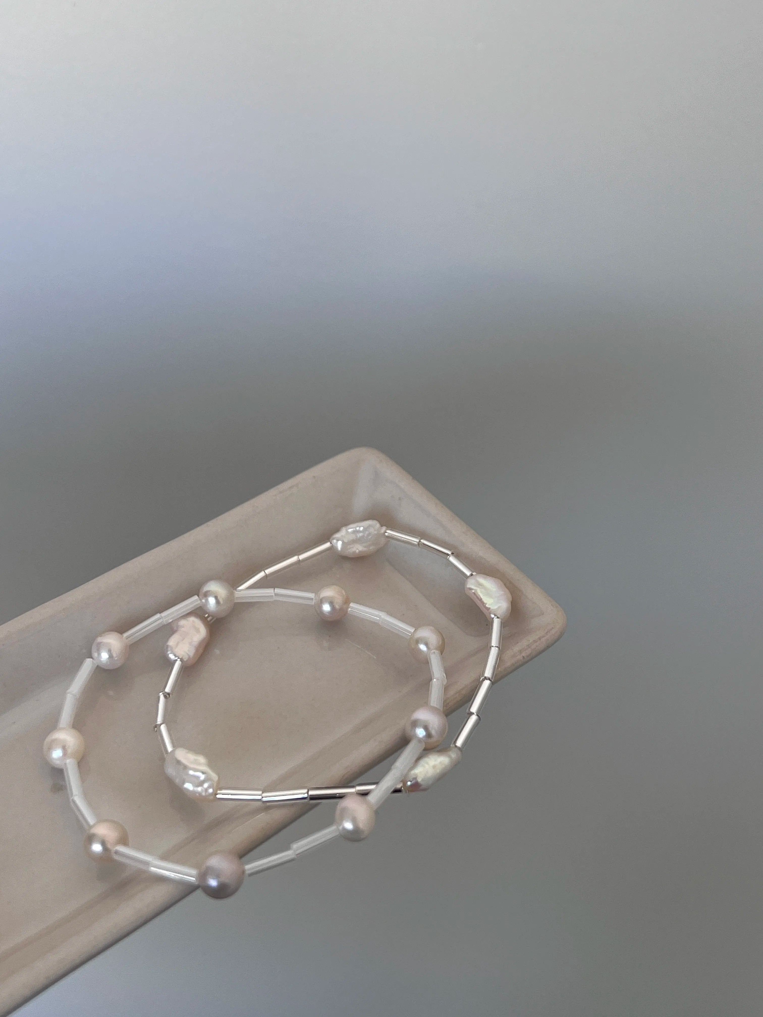 Handmade Pearl Stacked Beaded Bracelet,Lumivault.