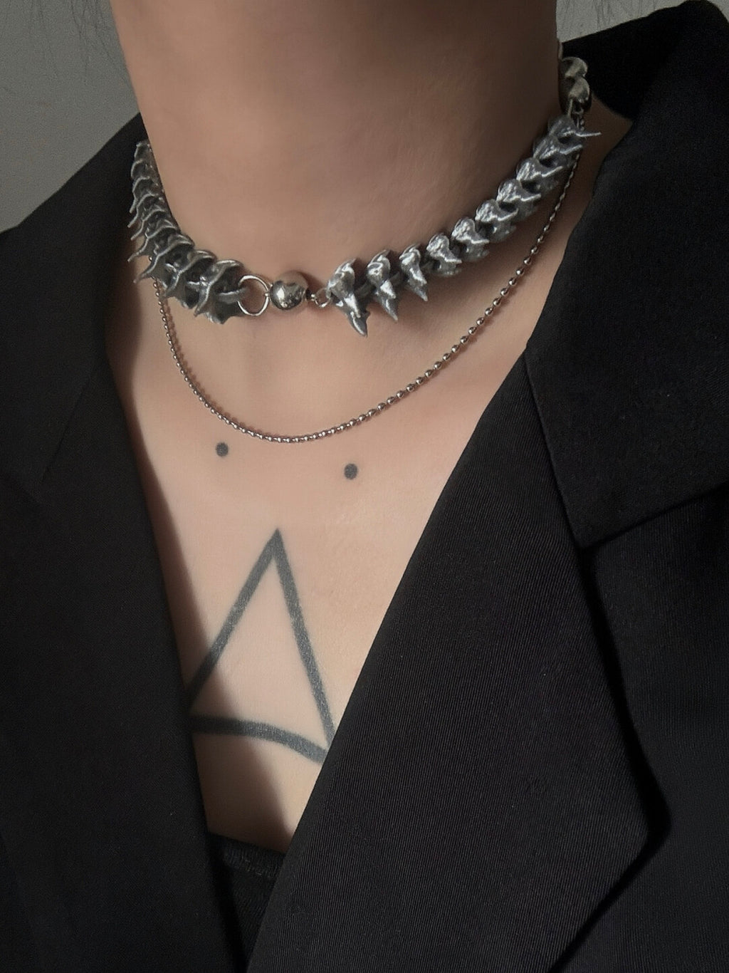 Collar of Vertebrae & Beads Choker,Lumivault.
