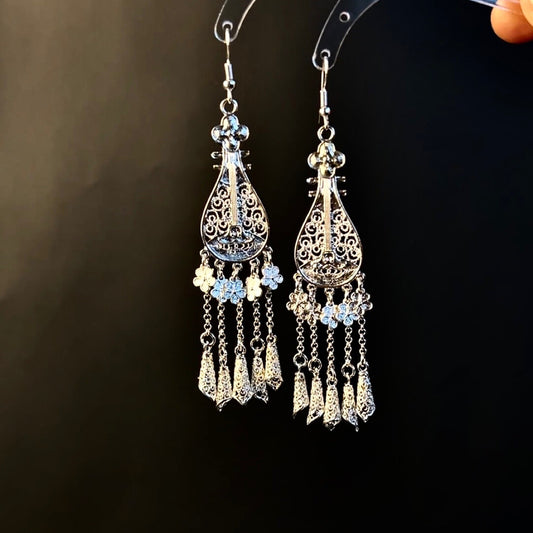 Courtly Lute Vintage Tassel Earrings