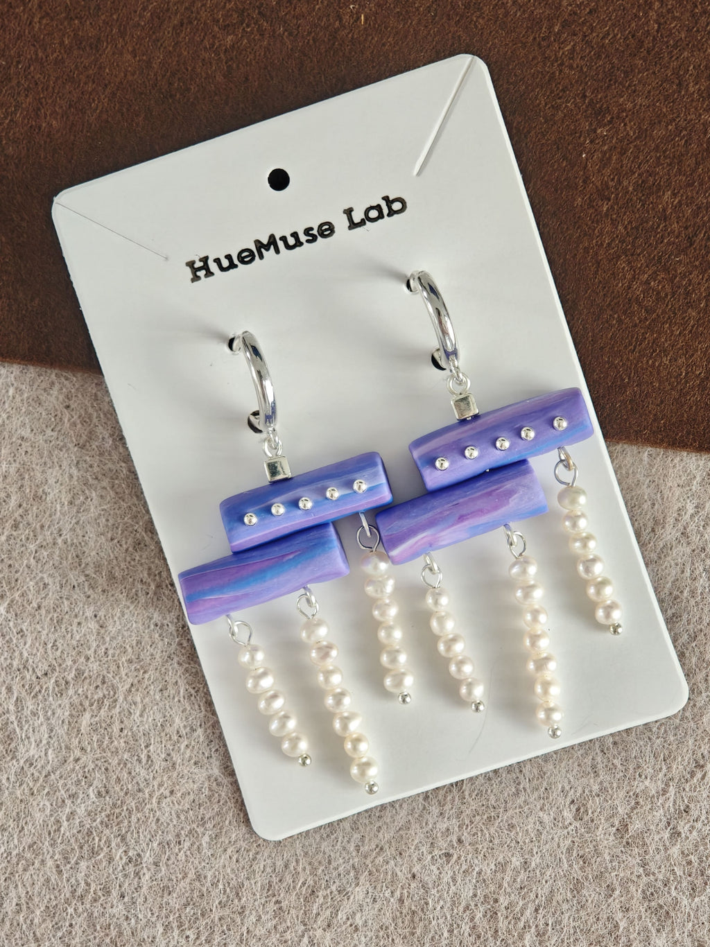 Purple Pearl Tassel Earrings,Lumivault.