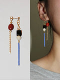 Chinoiserie Sandalwood Beaded Long Earrings - Lumivault