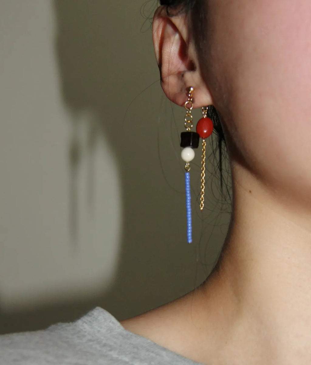 Chinoiserie Sandalwood Beaded Long Earrings - Lumivault