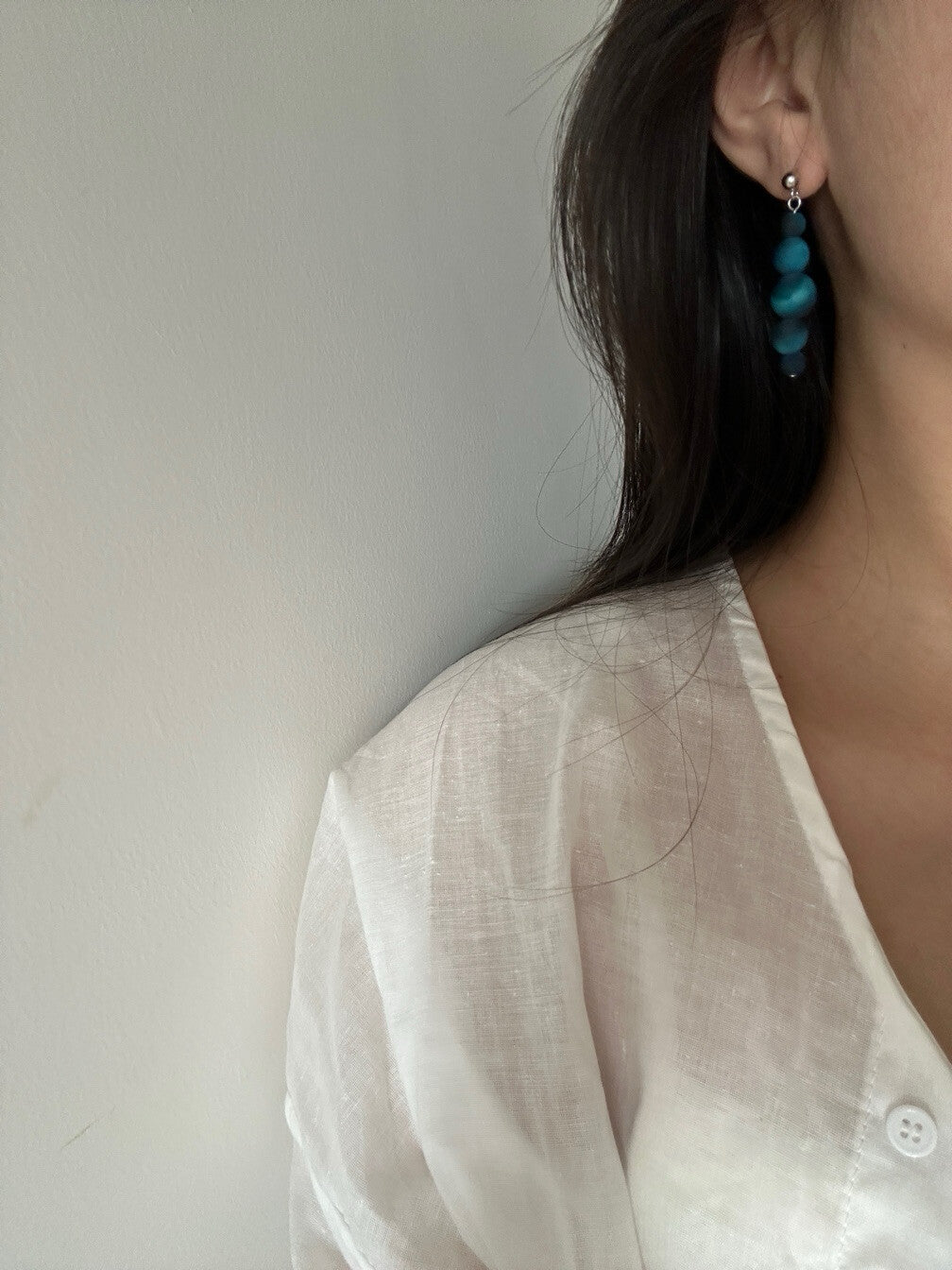 Original Minimalist Blue Tiger's Eye Stone Earrings