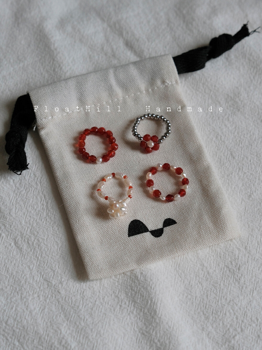 Red Beaded Elastic Ring