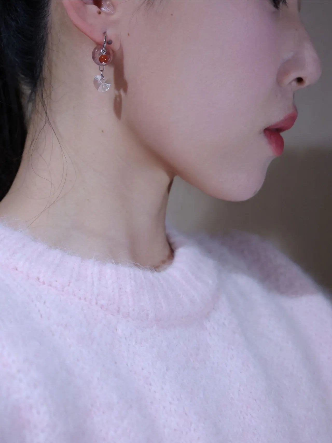 Handmade Pink Heart Shaped Tassel Earrings,Lumivault.