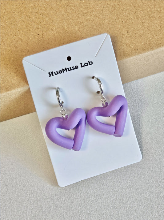 Purple Heart-Shaped Earrings
