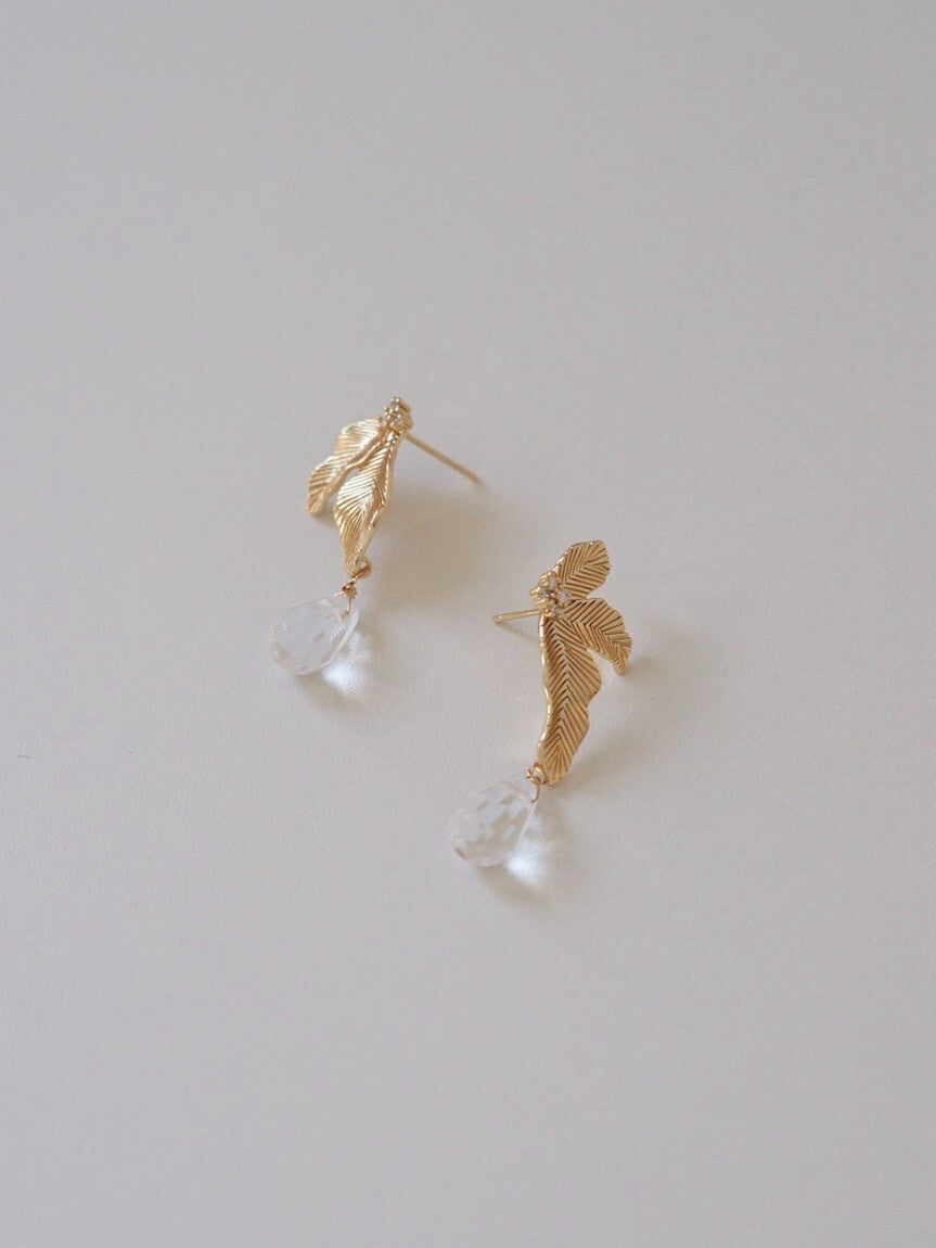 Original Gold Leaf Asymmetric Earrings,Lumivault.