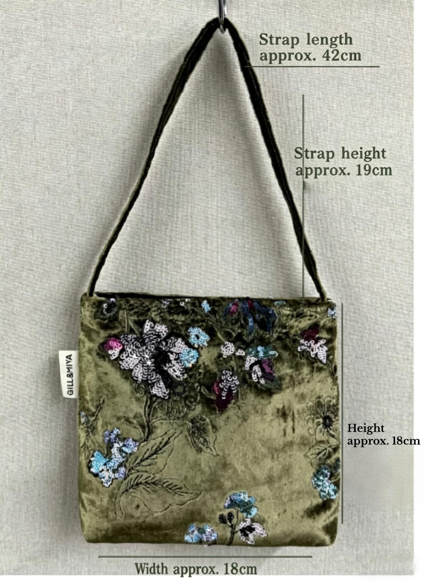 Embroidery Silk Velvet Shoulder Bag - Lumivault