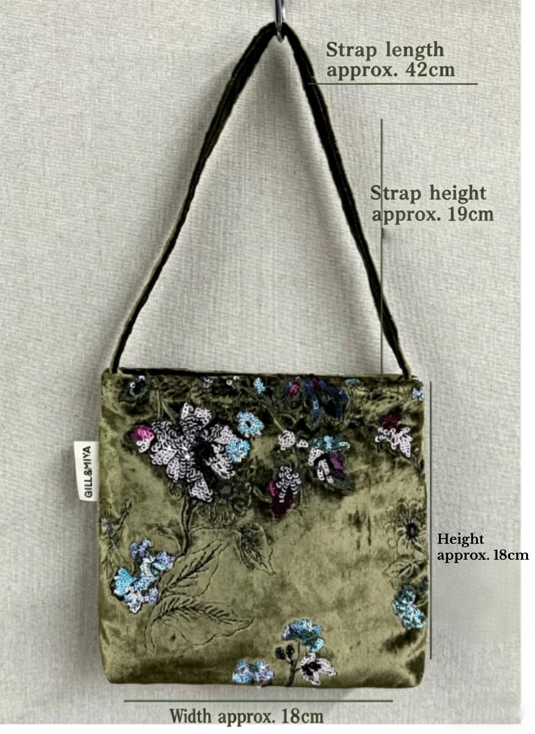 Embroidery Silk Velvet Shoulder Bag - Lumivault