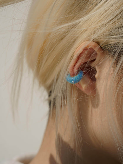 Blue Boat Glass Ear Cuff
