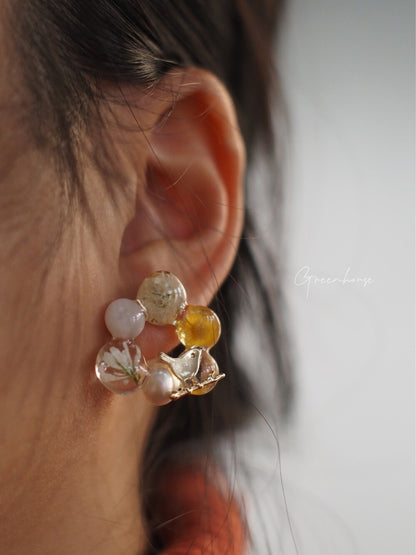 Blooming Circle Resin Earrings