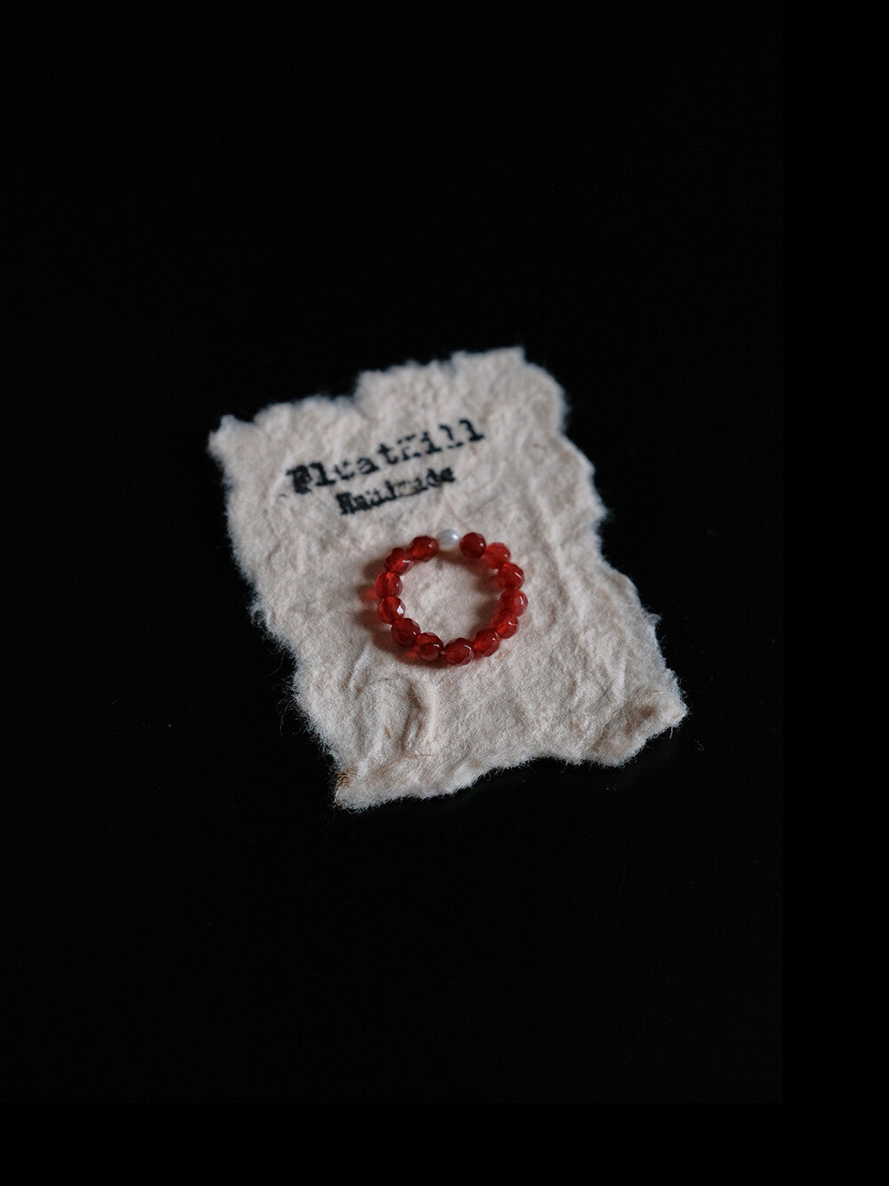 Red Beaded Elastic Ring