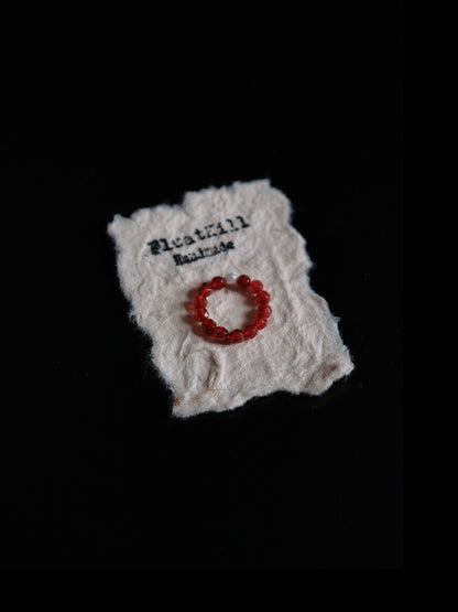 Red Beaded Elastic Ring